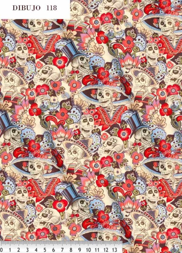 Algodón estampado Calaveras (D/118)