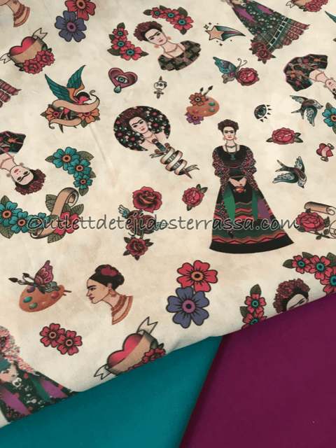 Algodón estampado "Frida pintura"