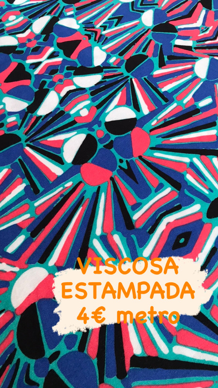 Viscosa estampada "Dibujo 3 azules"