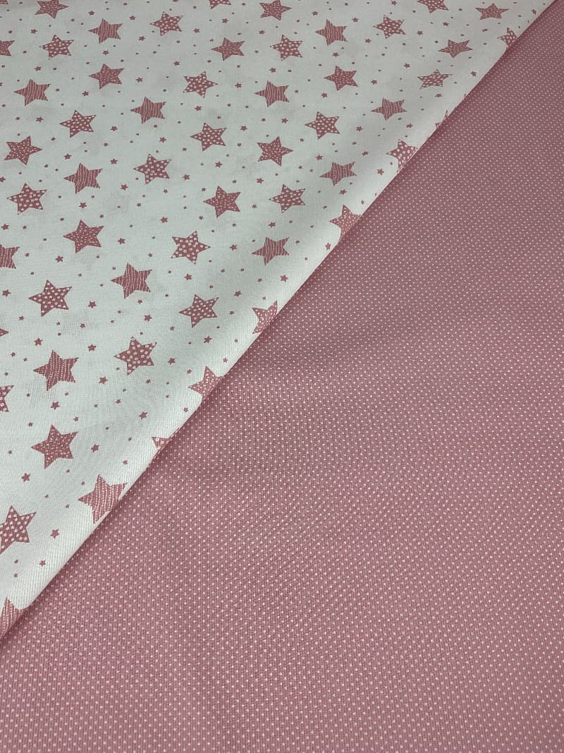 Pique canutillo estampado "Estrellas rosas"