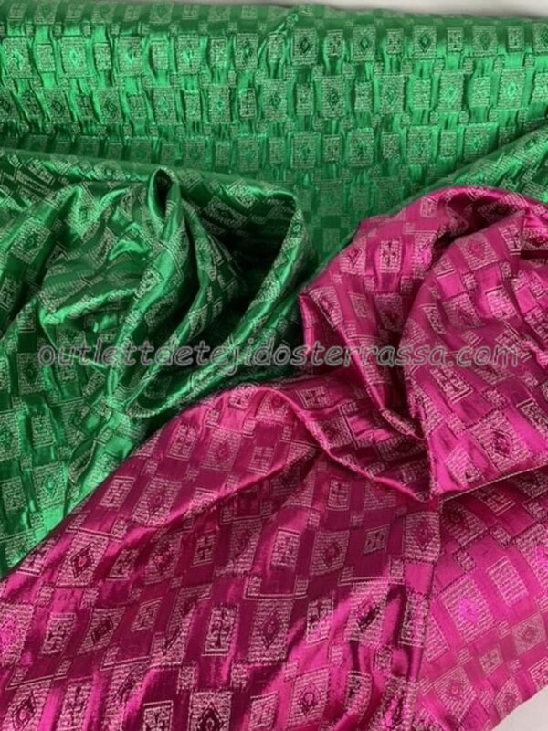 Lame Jacquard Verde y Fuxia - Imagen 2