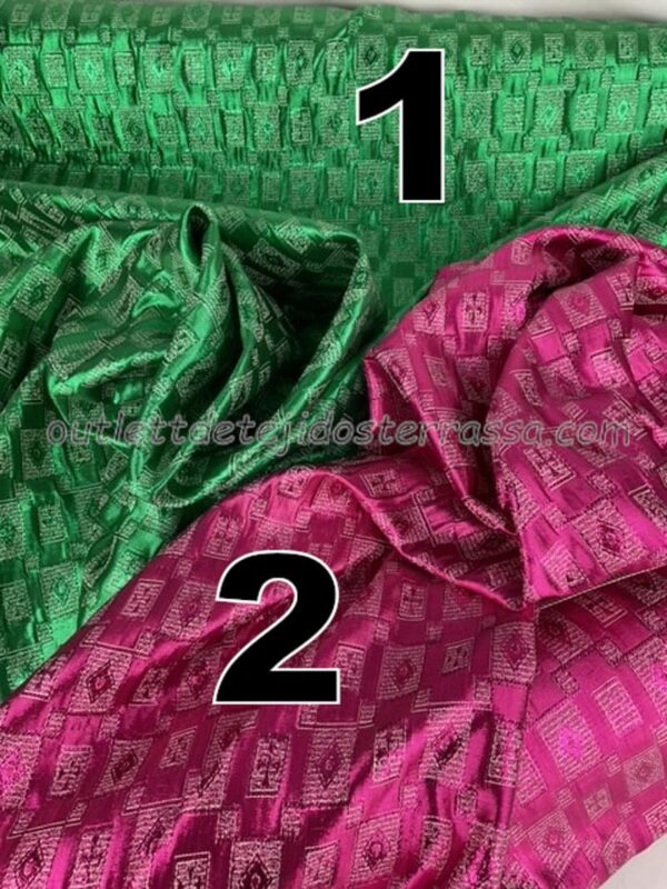 Lame Jacquard Verde y Fuxia