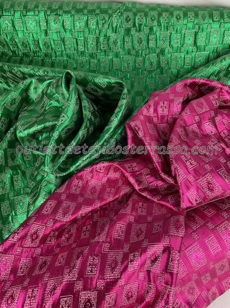 Lame Jacquard Verde y Fuxia