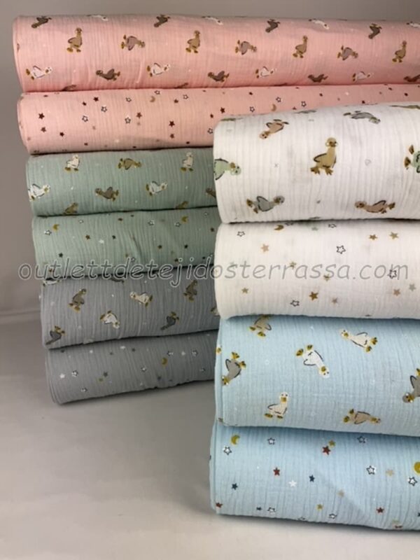 Muselina estampada Patos y Estrellas - Imagen 2