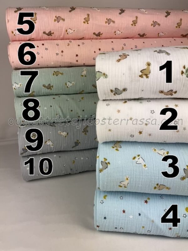 Muselina estampada Patos y Estrellas