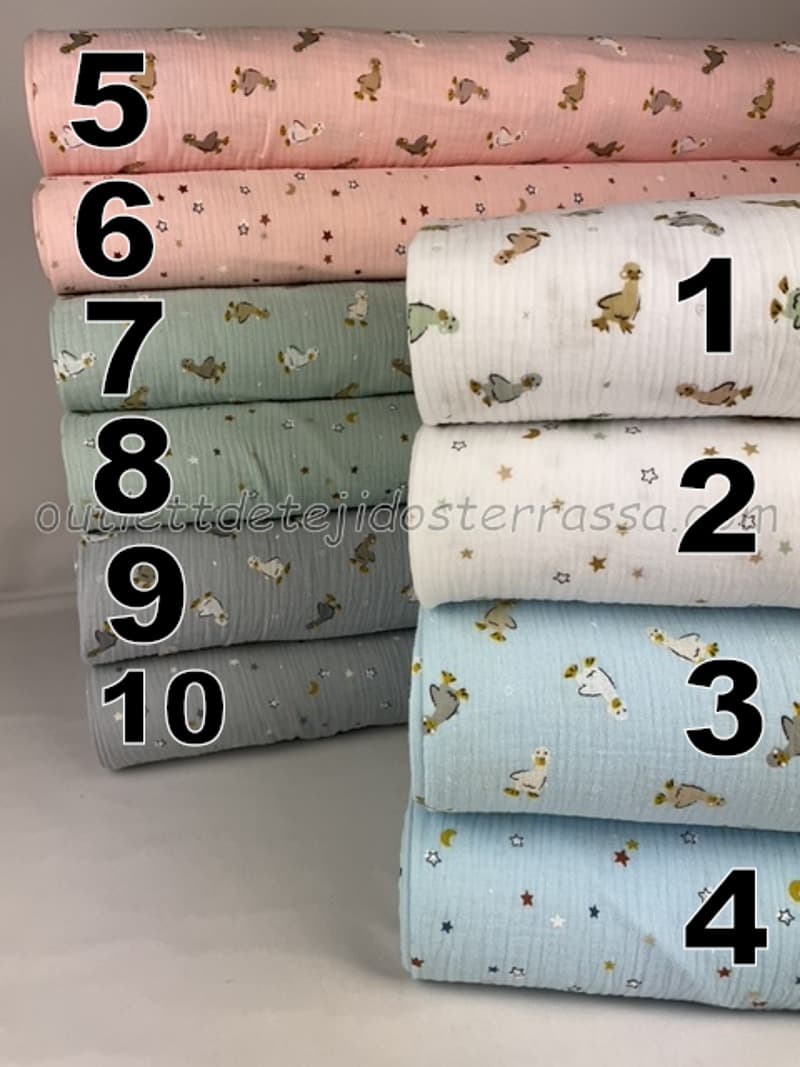 Muselina estampada Patos y Estrellas