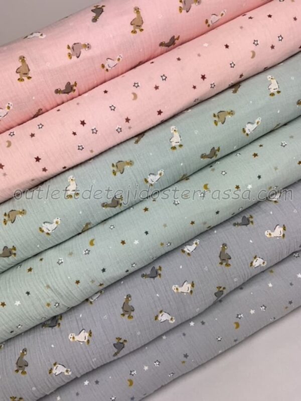 Muselina estampada Patos y Estrellas - Imagen 4