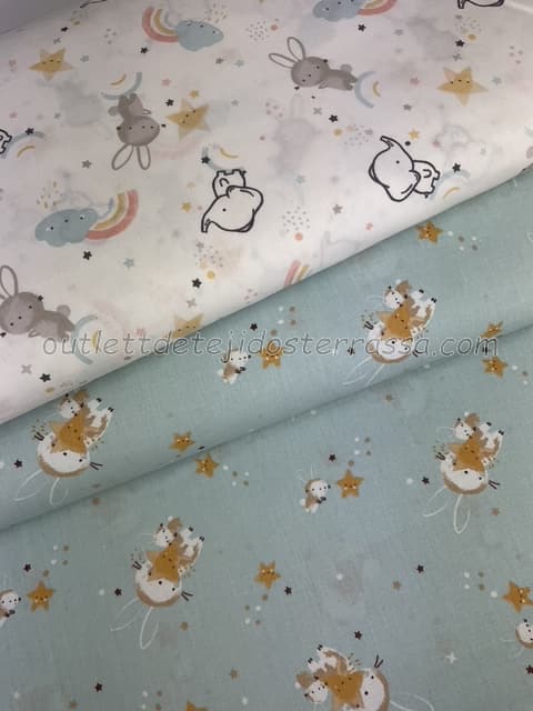 Algodón estampado Gatitos y Conejitos