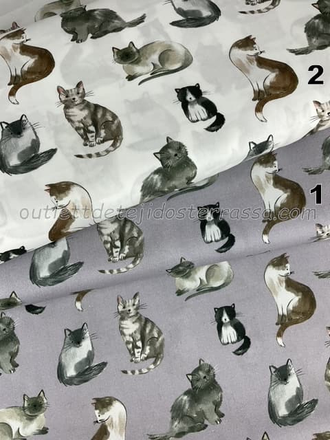 Algodón estampado Gatitos