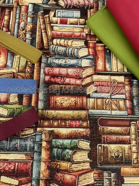 Gobelino Jacquard Libros Trozos