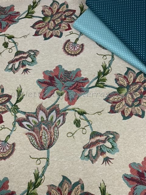 Gobelino Jacquard Flores Trozos