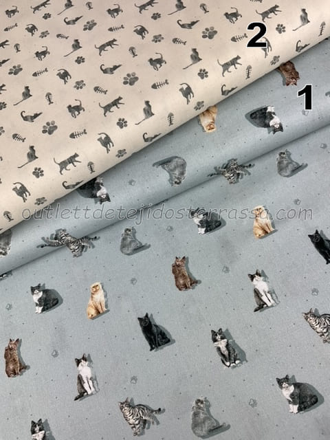 Algodón estampado Colección Gatitos