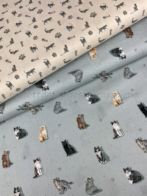 Algodón estampado Colección Gatitos