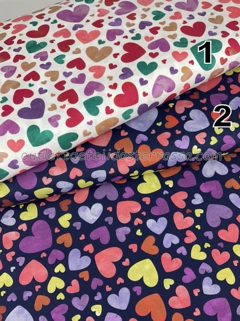 Algodón estampado Corazones