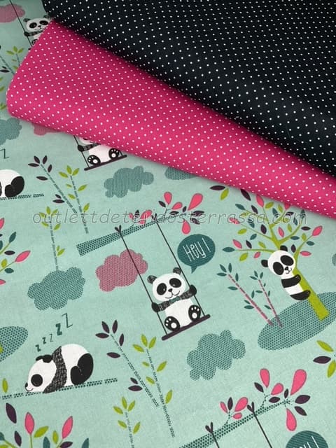 Algodón estampado Oso panda