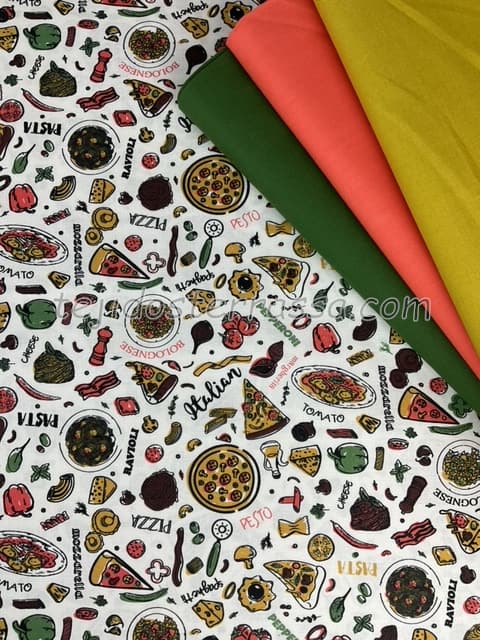 Algodón estampado Pizza